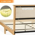 thumbnail image 5 of EastVita Full Bed Frame with Rattan Headboard ,LED Lights,Solid Wood Foundation for Summer with Wood Slat Support/No Box Spring Needed/Easy Assembly, 5 of 8