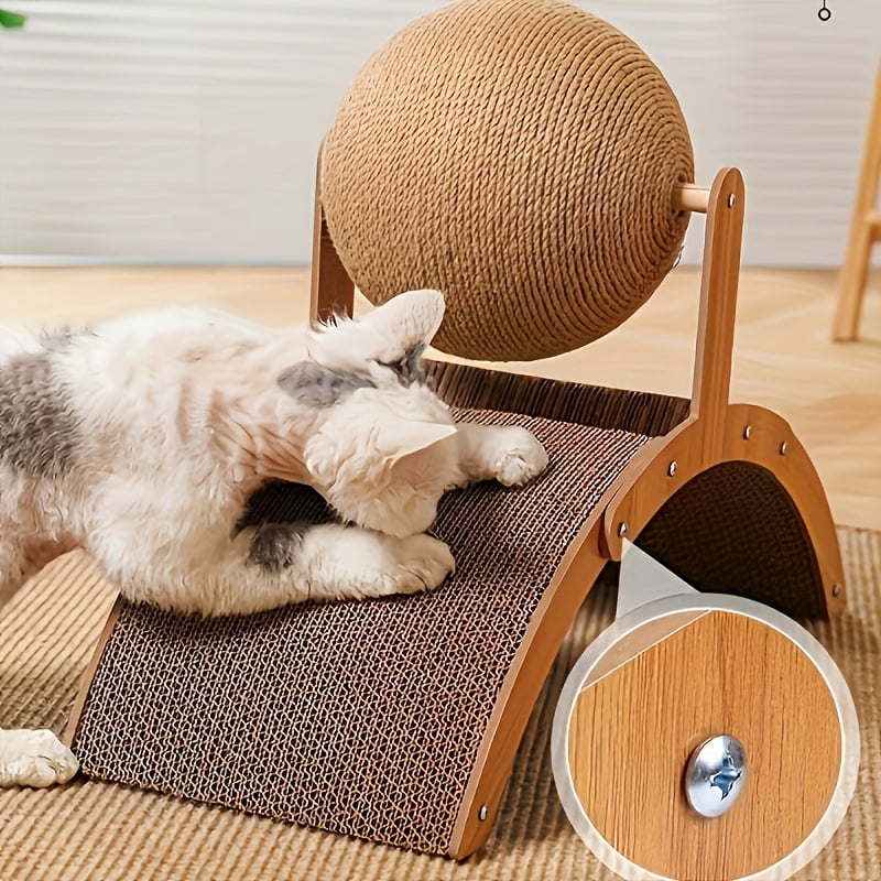 Fanruina 2 in 1 Cat Scratcher with Hanging Ball Toy Extra Tall Sisal Scratching Post Heavy Duty Scratching Pad for Large Cats Claw Sharpening