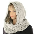 thumbnail image 2 of Cheers.US Autumn Winter Women Outdoor Thick Warm Keeping Solid Color Knitted Hooded Scarf, 2 of 7
