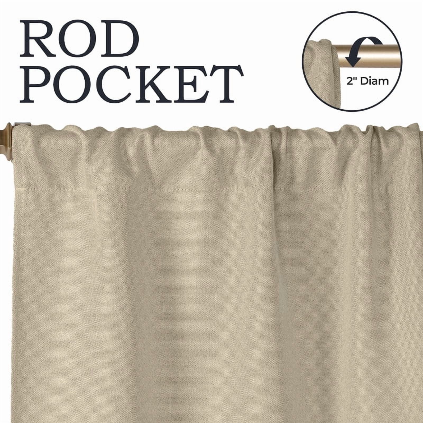 Superior Linen Blackout Curtains Set of 2, Rod Pocket Curtain Panel Pair, Frosted Almond, 26"W x 63"L