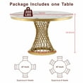 thumbnail image 7 of GAKMCIL 47" Round Marble Dining Table for 4-6 People, Modern Kitchen Table with High Glossy Faux Marble Top, Stainless Steel Base, 300lbs Load, Easy Assembly for Dining Room, Kitchen (Gold&White), 7 of 7