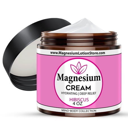 Magnesium Cream with Dead Sea Minerals – Fast Absorbing Topical Body Lotion – Lightweight, Non-Greasy Skin Moisturizer – Made in USA - Hibiscus Scent