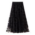 thumbnail image 1 of Falda de tul para mujer, elegante, vintage, con flores, corte A, falda midi con vuelo, 1 of 7