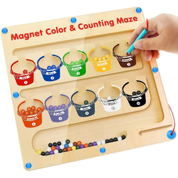 Montessori Toys For 3+ Year Old Magnetic Color And Number Matching Game Wooden Maze Board Learning Resources, Education Toys For Preschool Toddler Activities
