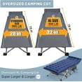 thumbnail image 4 of ABORON Oversized Camping Cot for Adults 32" Wide XXL Folding Twin Cot for Outdoor with 2 Sided Cushion & Carry Bag, Foldable Sleeping Cot Protable Cots Bed, 900LBS(Max Load), 4 of 11