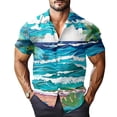 thumbnail image 2 of Domuza Hawaiian Tropical Shirt Men Short Sleeve Stylish Casual Button Down T Shirt Beach Vacation Relaxed Fit Lightweight Tops Blue S, 2 of 7