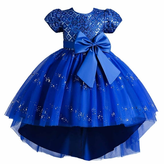 Odeerbi Kids Dress Toddler Girls Princess Dresses Tulle Dress Middle-aged Children's Sleeveless Embroidery Mesh Gauze Dress Blue