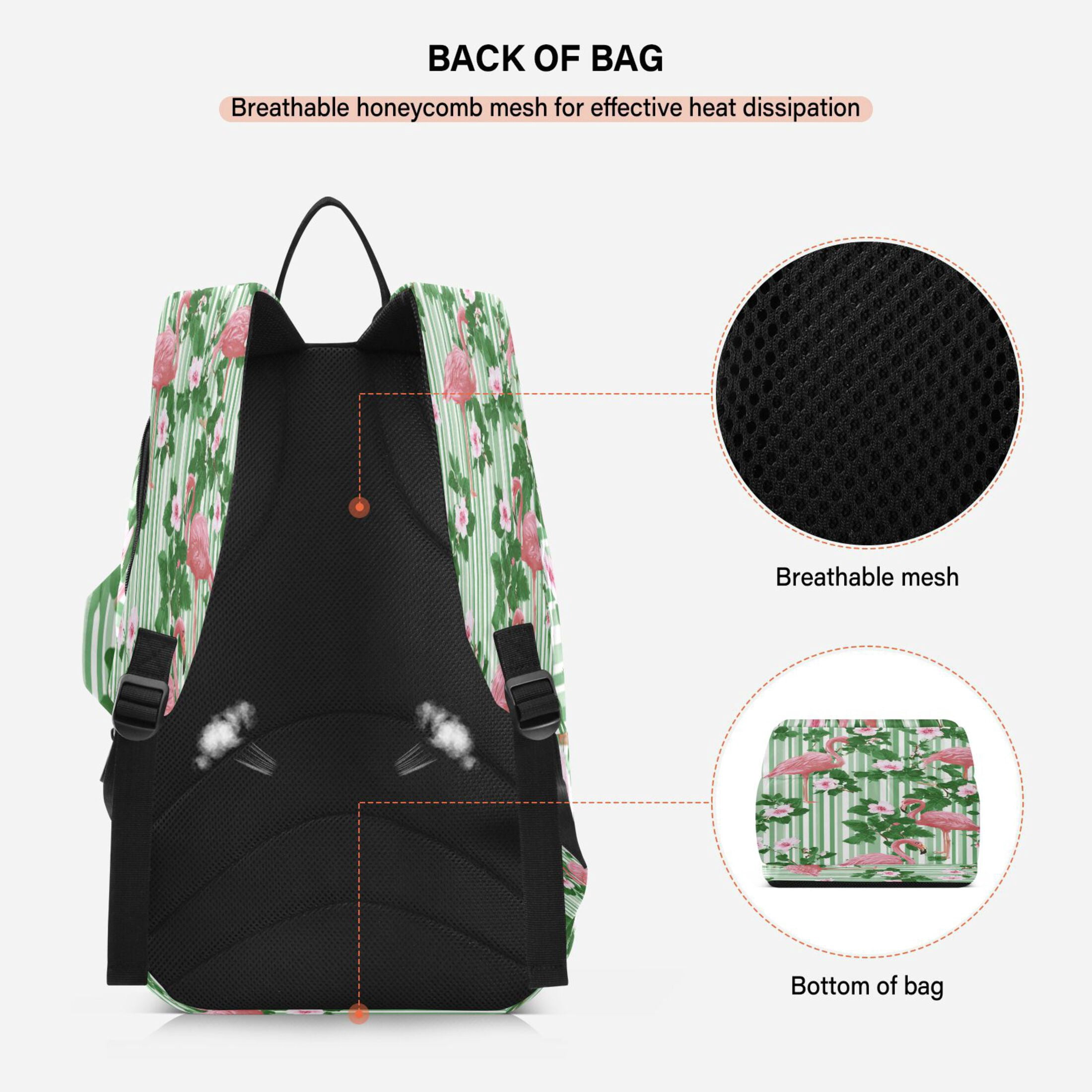 2 Racquet Holder Tennis Backpack Tennis Racket Covers Gym Bags Flamingos at Rest