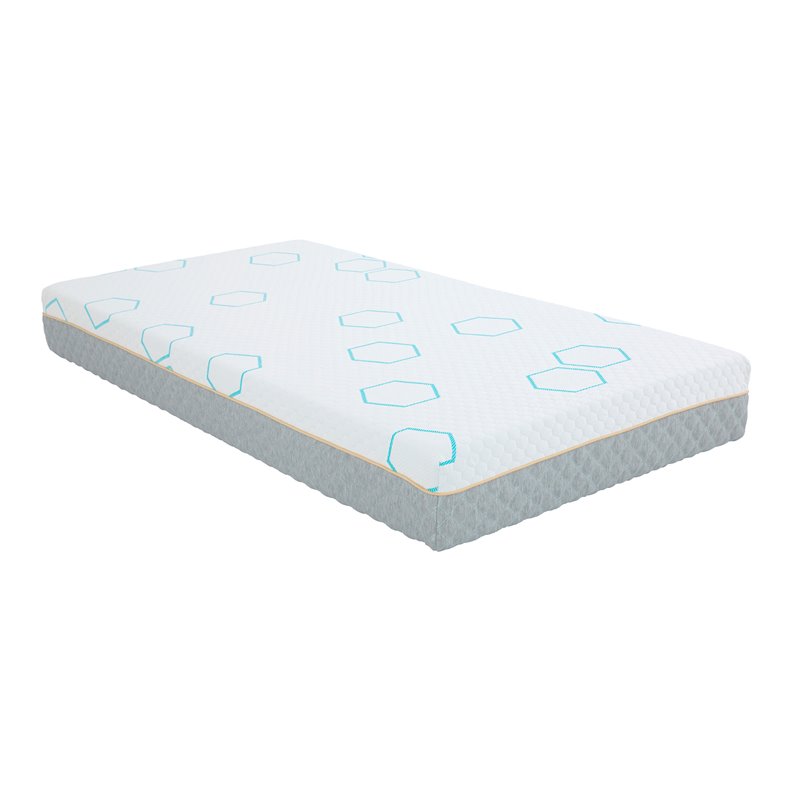 Lexicon Lyra Fabric 8" CooperInfused Twin Memory Foam Mattress in Gray