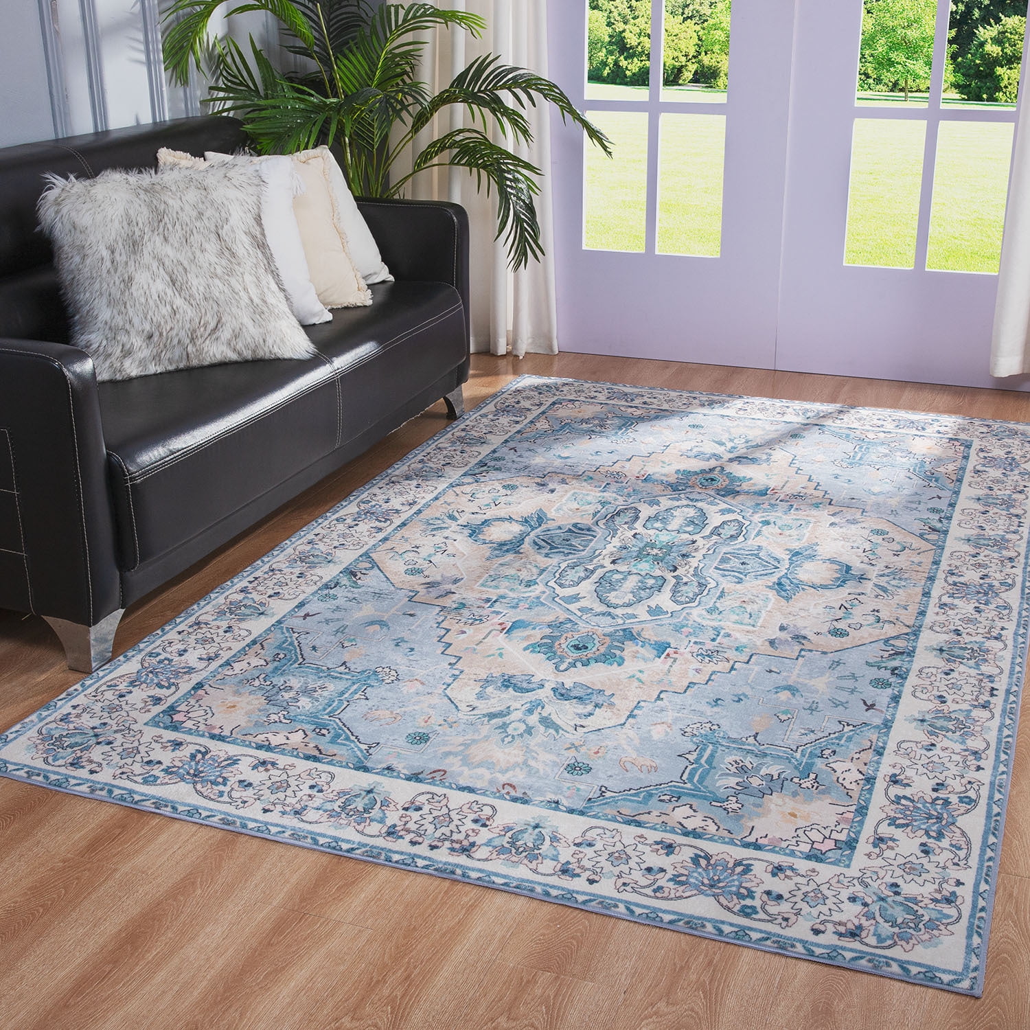 Wondo Washable Rugs Vintage Area Rug Rug for Living Room, Bedroom, Kids Room, 8' x 10', Beige