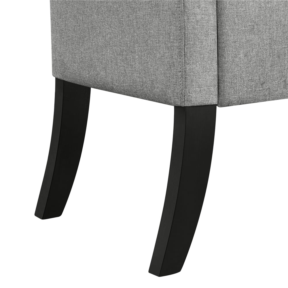 Yaheetech 18"H Modern Fabric Tufted Storage Ottoman Bench with Rolled Arms, Light Gray