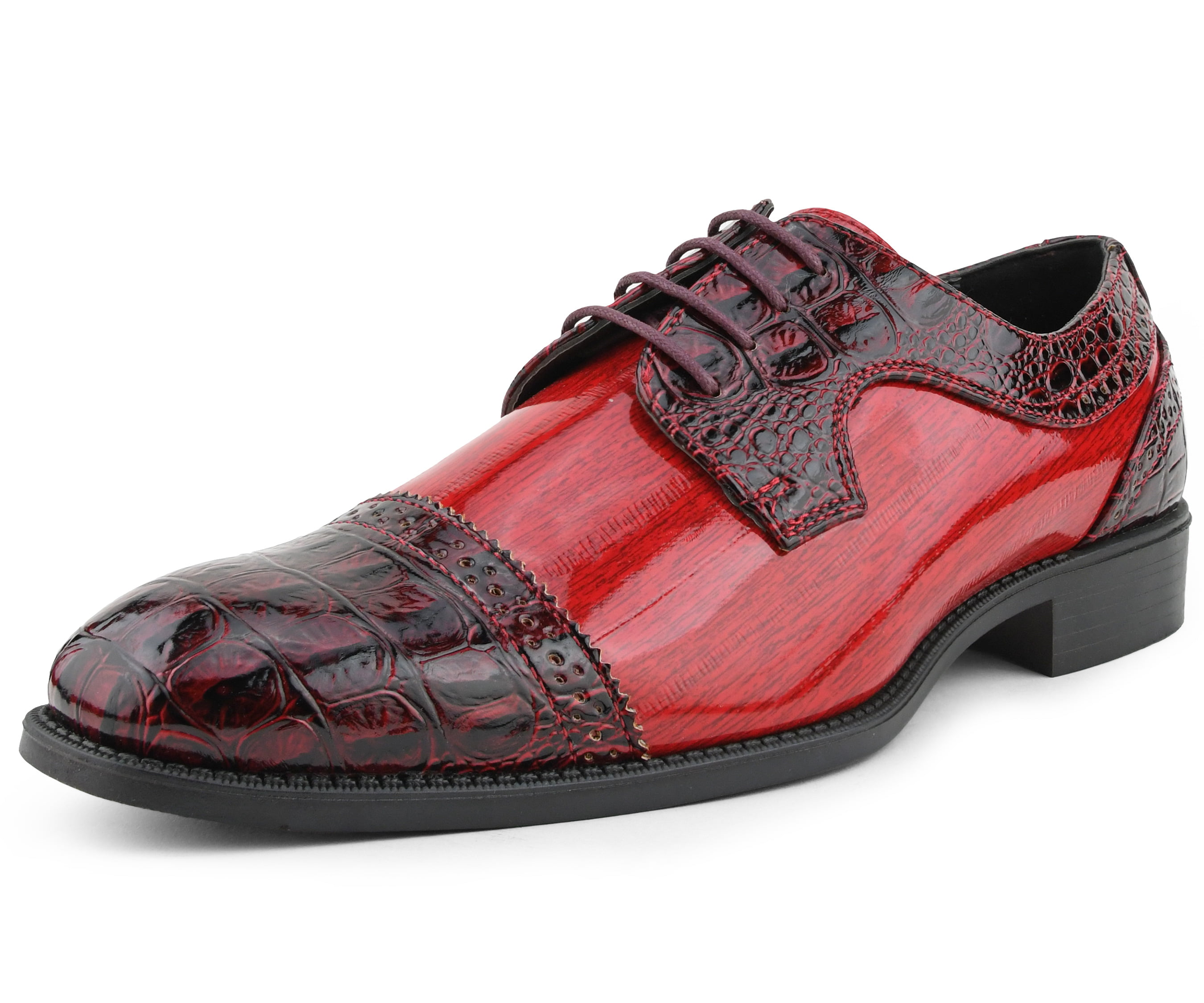 Bolano - Bolano Mens Crocodile Dallas Lace-Up Oxford Dress Shoe Black ...