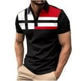thumbnail image 2 of Shirts for Men Casual Business Fashion Color Block Polo Shirts 3 Buttons Stripe Lapel Golf Basic Henley Shirts, 2 of 7