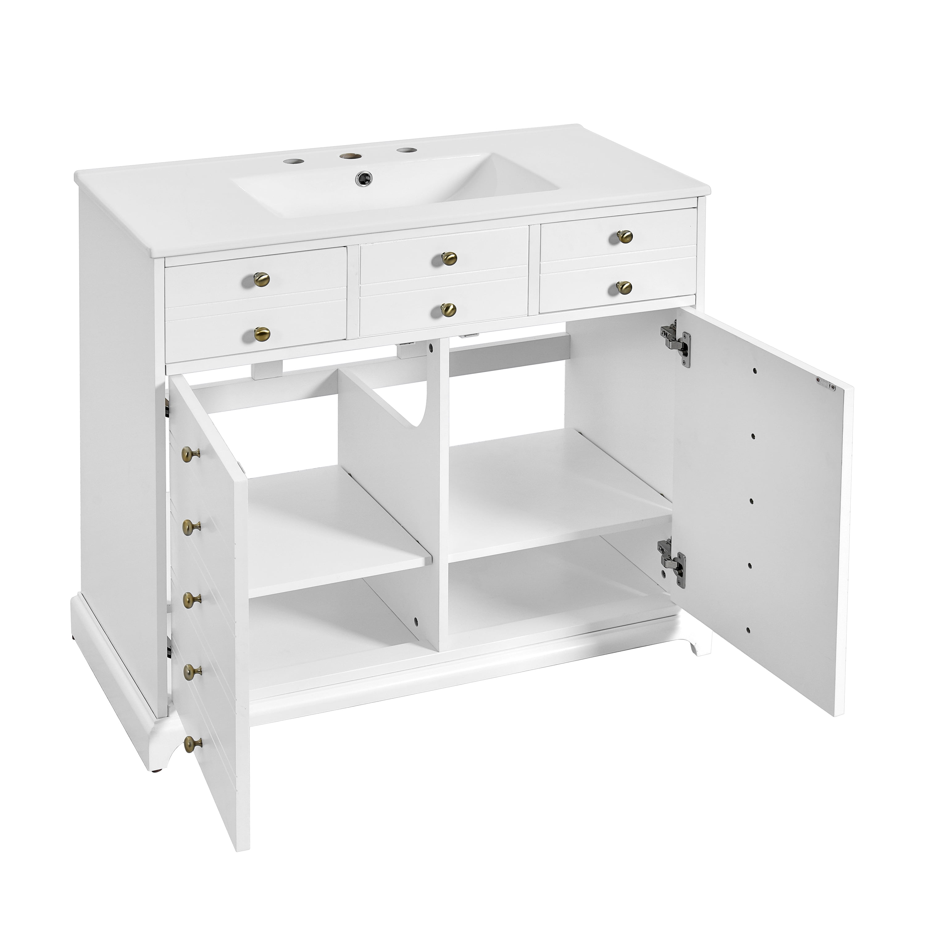Harper & Bright Designs 36" Bathroom Vanity with Sink, Bathroom Storage Cabinet with Drawers, Single Sink Bathroom Vanity with Soft Closing Doors, White