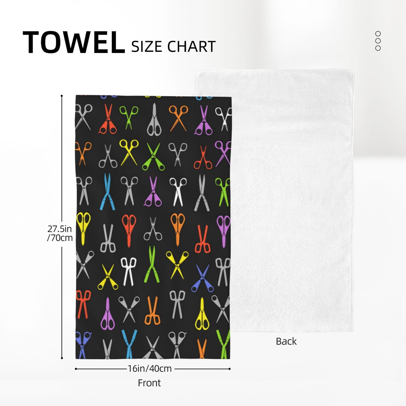 Color Scissors Hair Stylist Salon 27.5" x 16" Ultra Soft Hand Towel, Face Wash Cloth for Bathroom, Gym, Travel, Pool