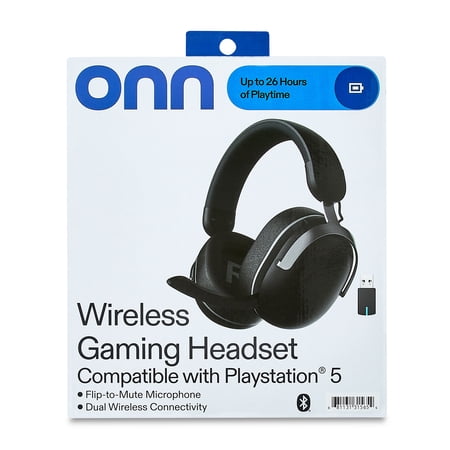 ONN WIRELESS GAMING HEADSET COMPATIBLE WITH PLAYSTATION 5, BLUETOOTH/2.4GHZ, BLACK
