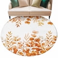 thumbnail image 2 of Orange Eucalyptus Leaves 6ft Round Rugs, Watercolor Spring Summer Botanical Washable Non-Slip Area Rugs for Living Room Bedroom Kitchen, Low Pile Dining Room Kicthen Circle Carpet, Indoor Floor Rug, 2 of 9