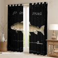 thumbnail image 2 of jejeloiu Rustic Hunting Black Out Curtains,Big Bass Fish Curtains Pack of 2 (42x63 Each) For Boys Kids, 2 of 6