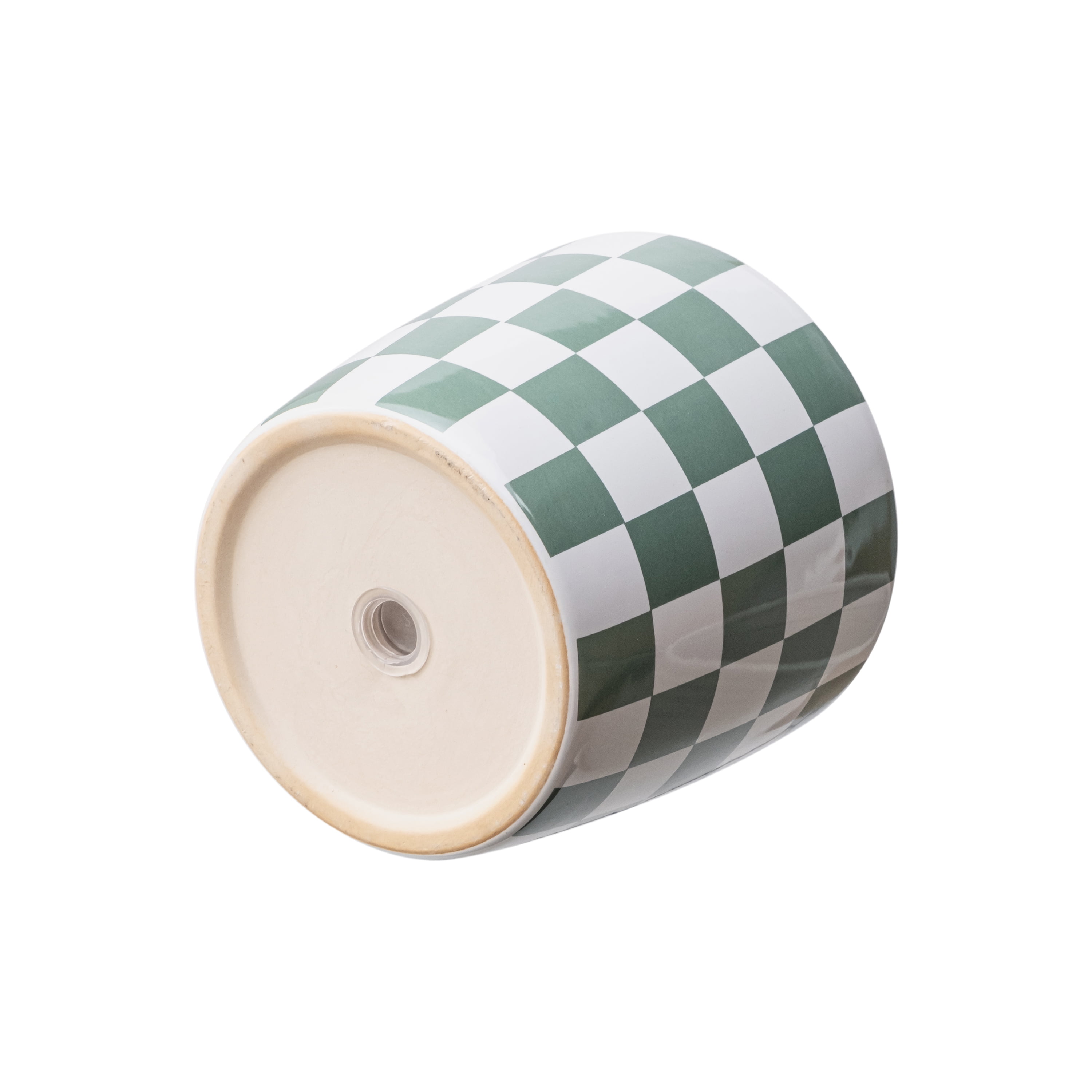 Mainstays 6 inch Green White Checkered Ceramic Planter