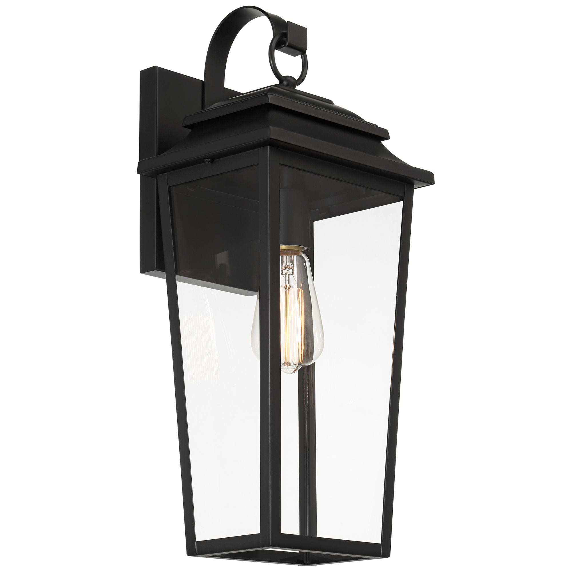 John Timberland Bellis Verde 20" High Traditional Outdoor Wall Light Fixture Mount Porch House LED Bulb Textured Black Glass Shade