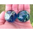 thumbnail image 3 of Big Game Toys Set of 2 SEA Turtle 35mm Boulder Translucent Blue/Green Swirl Large Shooter Solid Glass Marbles, 3 of 6