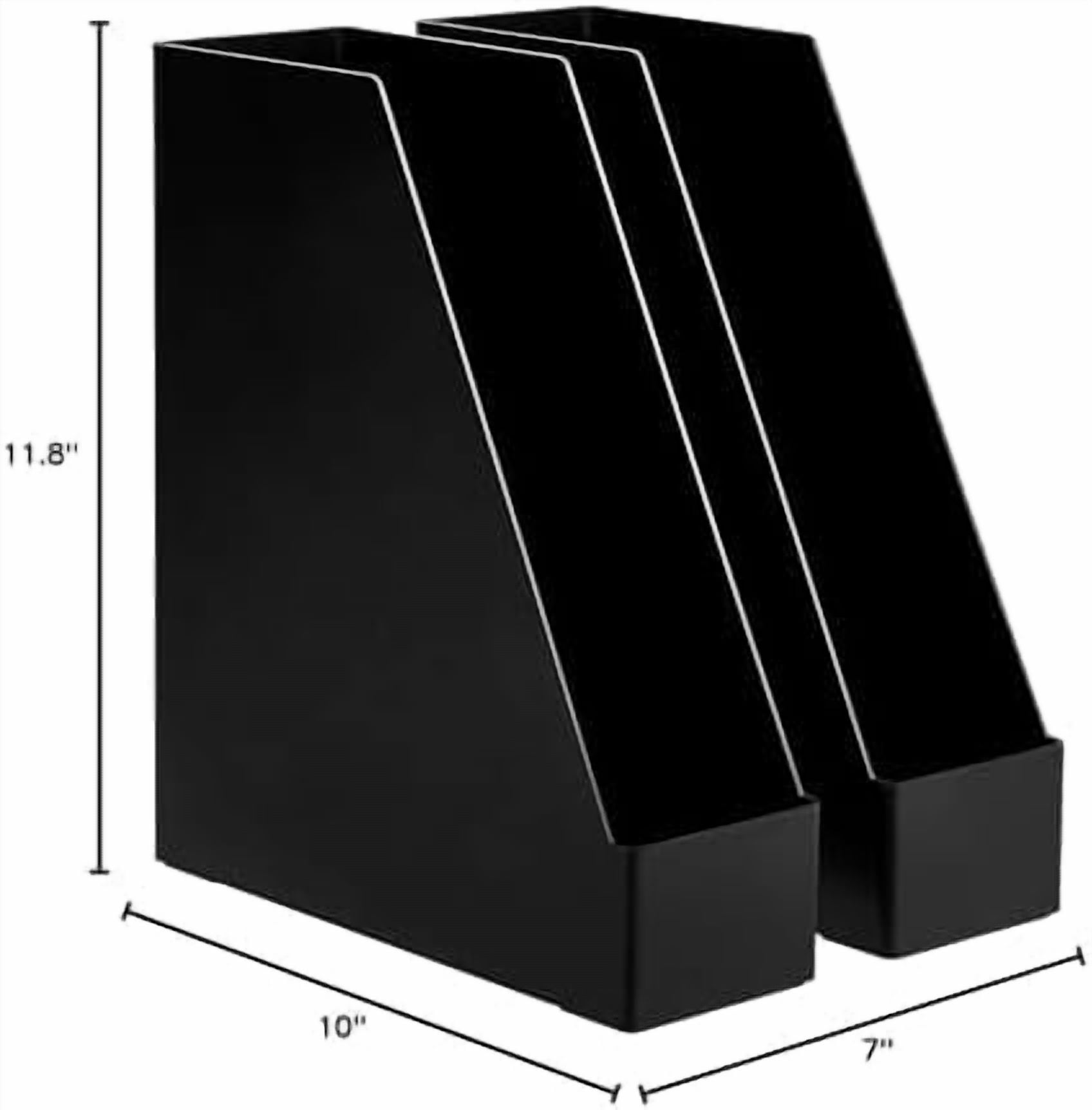 Plastic Desk Organizer - Vertical Magazine and File Holder, Black, 12-Pack