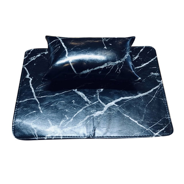 Guardurnaity Juego de almohadillas de mano para decoración de uñas de cuero Artificial de alta Juegos de manicura Negro
