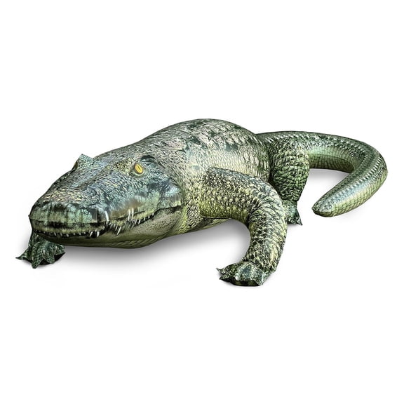 49" Long Inflatable Alligator Toy, Realistic Green Alligator Design, Pool & Pond Decoration, Safari Theme Party Decor, Outdoor Display, Photo Prop