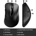 thumbnail image 6 of Wired Mouse, USB-A Wired , 1200 DPI Optical Tracking, 5 Buttons,Ergonomic Cord Mouse for PC/Mac/Laptop-Black, 6 of 9