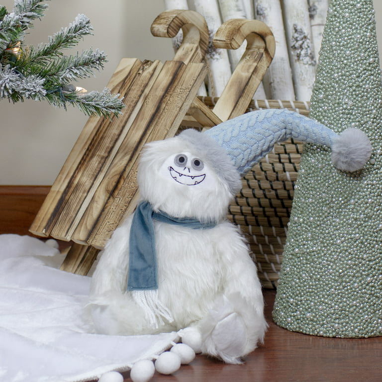 22-Inch Plush White and Blue Sitting Tabletop Yeti Christmas Figure