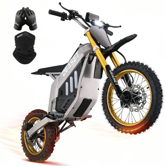 QEASET Electric Dirt Bike for Adults,3000W Peak Power Motor,48V 30Ah Battery, 200N.m High Torque,Max 42Mph,All Terrain Motorized Dirt Bikes, White