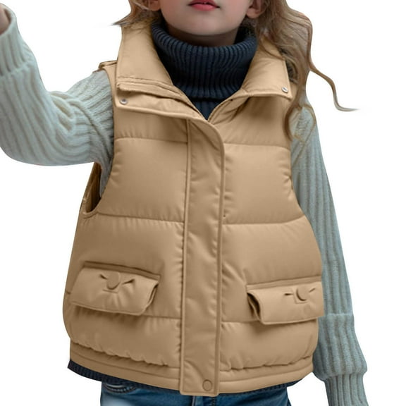 BFHHYA Girls Boys Puffer Vest Kid Tween Lightweight Zip-Up Stand Collar Sleeveless Warm Winter Coat Outerwear (6-15 Years)