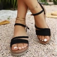 thumbnail image 4 of Qingpeng Womens Espadrille Wedge Sandals Braided Strap Open Toe Ankle Buckle Closure Platform Shoes for Summer Vacation, 4 of 6