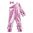 thumbnail image 4 of TTAO Toddler Girls Holographic Full Body Suit Disco Outfit Metallic Hippie Jumpsuit Sparkly Flare Pants Romper Pink 18-24 Months, 4 of 7