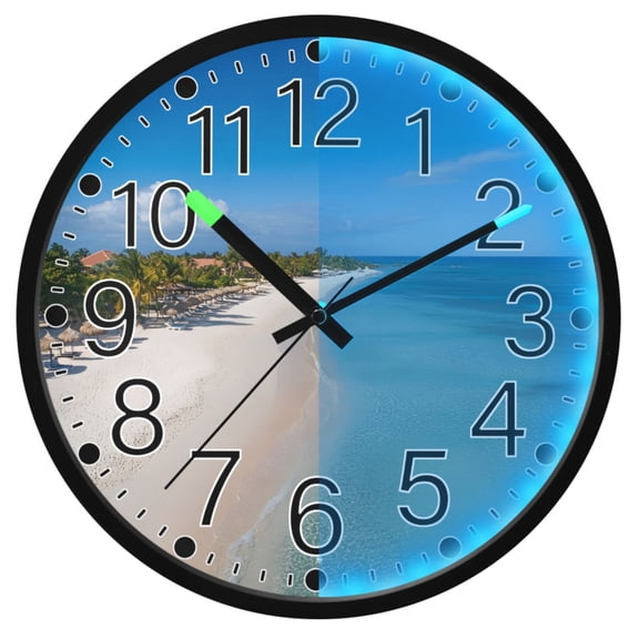 Ryvnso Sea Summer Sky 12 Inch Night Light Wall Clock Silent Battery Operated Luminous Clocks