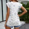 thumbnail image 6 of ADSSDQ Womens Summer Print Tank Tops 2026 Babydoll Shirts Ruffle Sleeve Spring Dressy Casual Loose Blouses White 2XL, 6 of 7