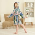 thumbnail image 4 of FORMRS Niños Bathrobe Unisex Hooded Robe Soft Plush Pajamas Sleepwear, Size 7-9T, Colorful Seaside, 4 of 7