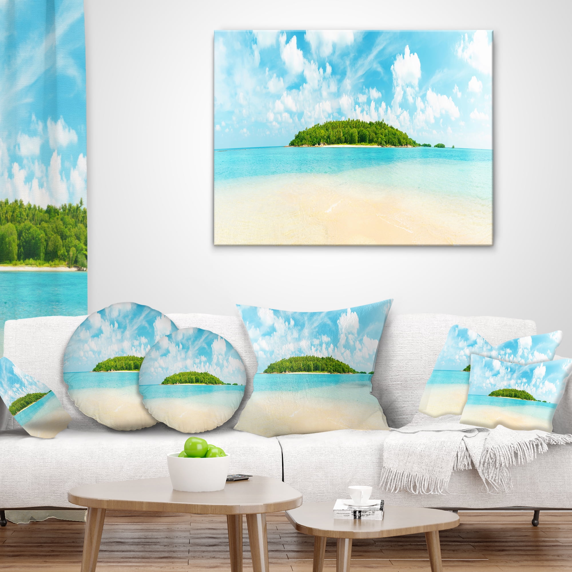 Designart Tropical Island Panorama - Photography Throw Pillow - 12x20