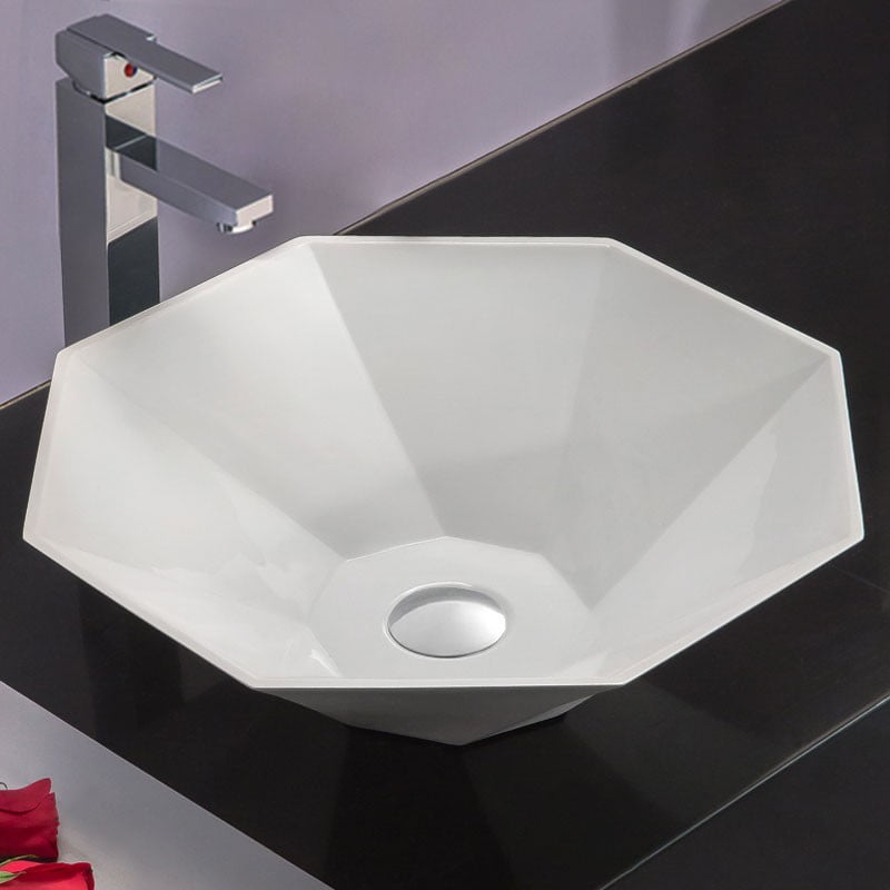Decoraport White Round Artificial Stone Above Counter Bathroom Decoraport White Round Artificial Stone Above Counter Bathroom Vessel Sink Bowl Vanity Basin Hb9037