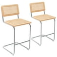 thumbnail image 5 of ONEVOG 24.3''H Rattan Counter Height Bar Stools Set of 2, Natural Cane Mesh Bar Stools with Chrome Legs for Kitchen Island, Home Pub, Natural, 5 of 8