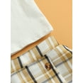 thumbnail image 6 of Baby Girls Short Skirt Suit Short Sleeves Square Neck Solid Color Tops Check Pattern Skirt, 6 of 8