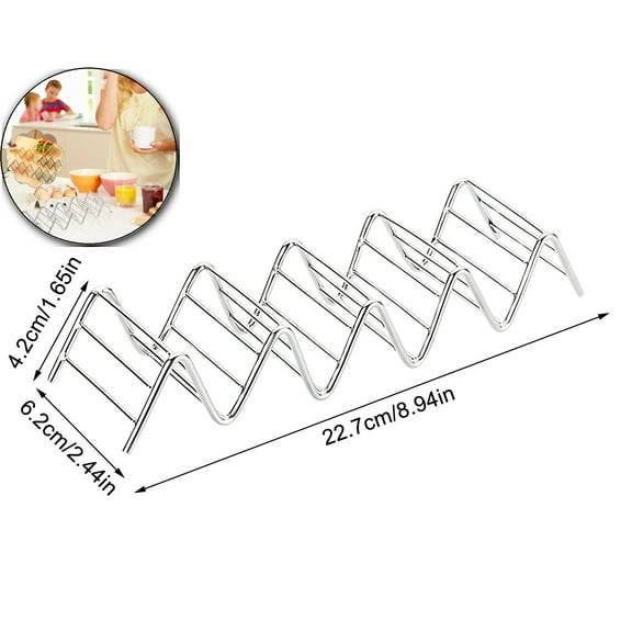 VQPeo Stainless Steel Taco Holder, Taco Shell Holder Stand Stainless Steel Taco Tray Plates Taco Stand Rack, Oven Safe for Baking, Dishwasher and Grill Safe