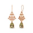 thumbnail image 2 of 7x5 MM Pear Shape Lemon Quartz 925 Sterling Silver Rose Vermeil Filigree Dangle Drop Mother's Day Gift Women Earring, 2 of 4