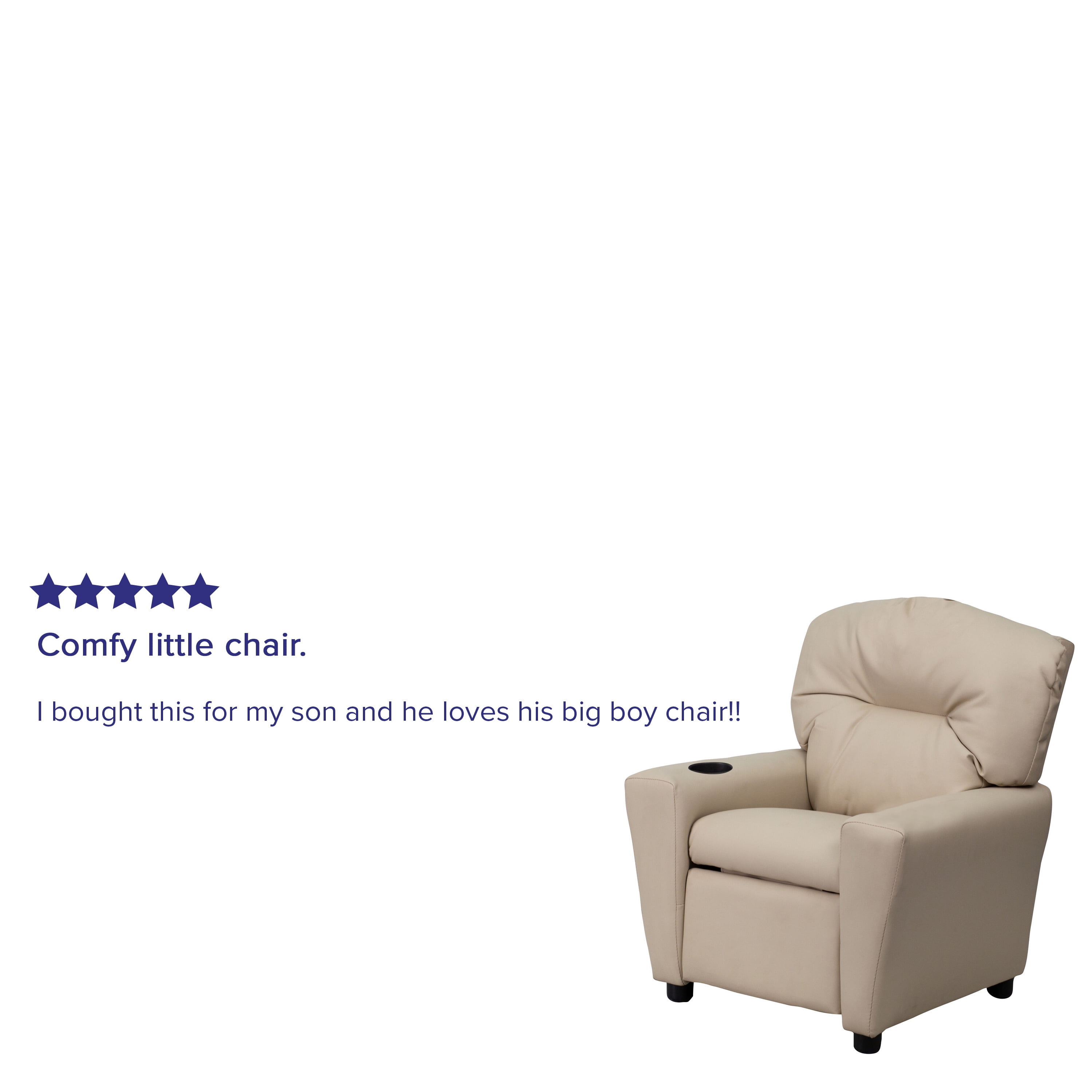 Flash Furniture Contemporary Beige Vinyl Kids Recliner with Cup Holder