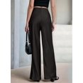 thumbnail image 6 of Women Satin Wide Leg Pants Hidden Elasticized Waistband Silk Casual Long Flowy Loose Trousers Black S, 6 of 7