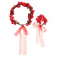 thumbnail image 2 of Diademas románticas de playa para mujer con coronas de flores para el cabello y novias Traje rojo, 2 of 2