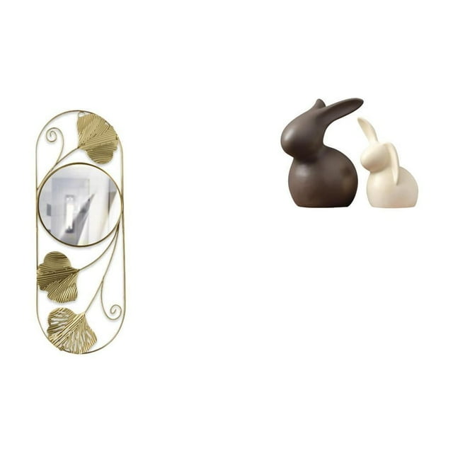 Espejo de pared,Espejo decorativo nórdico para colgar en la pared,Estatua de cerámica,Juego de estatuas de cerámica para decoración de mesa de oficina en casa,Figuras para