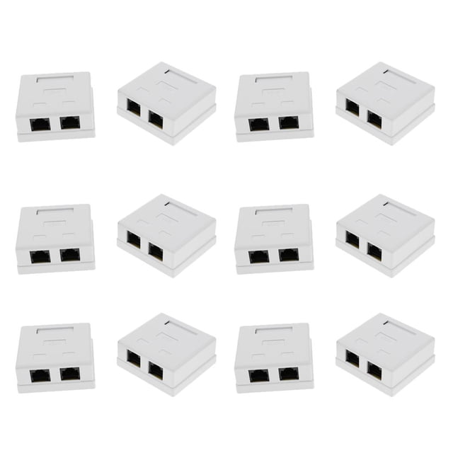 Caja de salida de montaje en superficie de doble puerto cat six de 12 piezas licencia frontal con combinación de caja shamjiam Placa de cara de puerto ABS 2