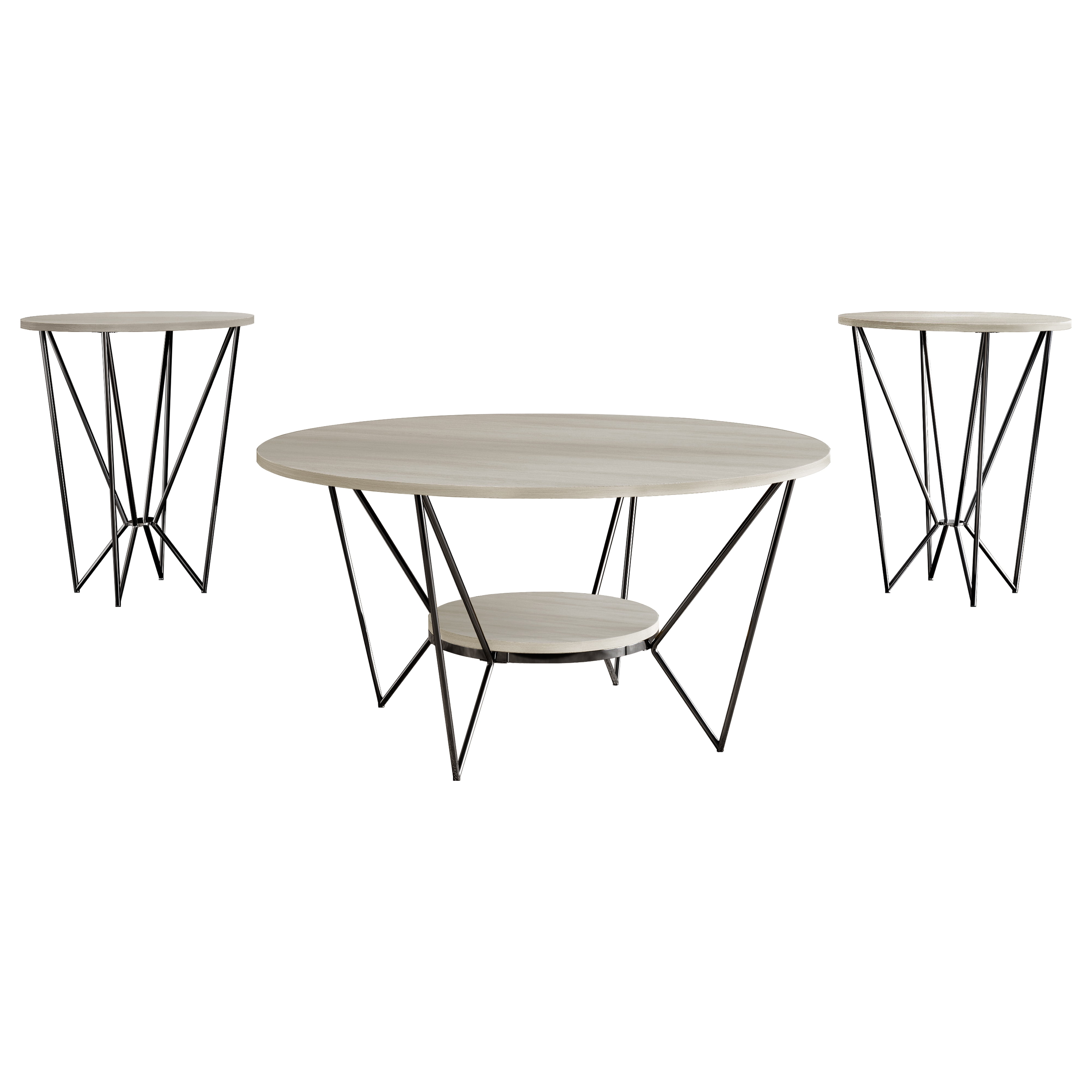 Castle Place Modern 3- Pieces Coffee Table Set, Light Grey