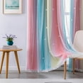 thumbnail image 3 of DZORUN Rainbow Sheer Curtains Colorful Backdrop Bright Curtains Set for Kids Girls Princess Bedroom Living Party Blackout Decor 52" x 72", 3 of 8